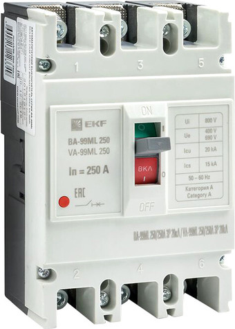 Выключатель автоматический EKF Basic ВА-99МL 250250А 3P 20кА mccb99-250-250mi