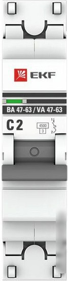 Выключатель автоматический EKF ВА 47-63 1P 2А (C) 4.5kA PROxima mcb4763-1-02C-pro