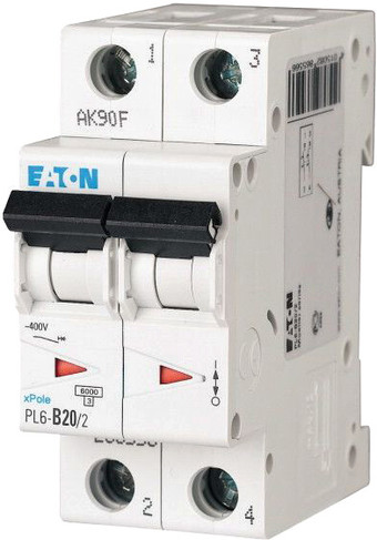 Выключатель автоматический Eaton PL6 2P 20А С 6кА 2M 286568