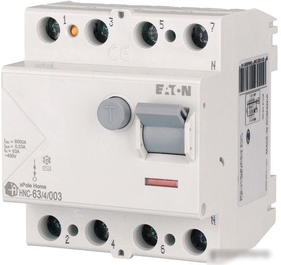 Устройство защитного отключения Eaton HNC-634003 4Р 63А 6кА 30мА АС 4М 194695