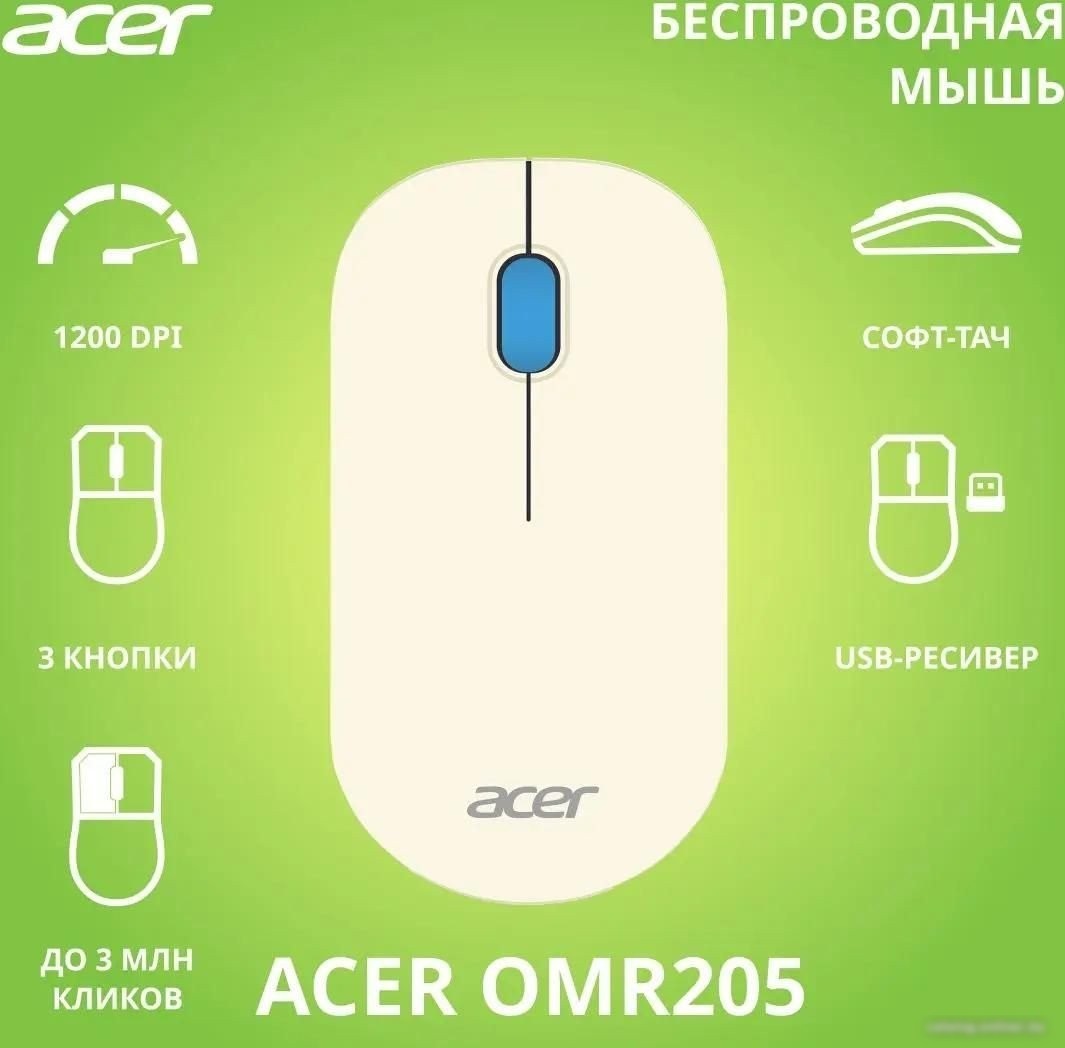 Мышь Acer OMR205 (белый/голубой)