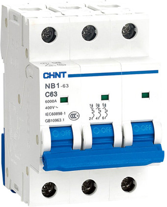 Выключатель автоматический Chint NB1-63H 3P 20A 10кА C (R) 179870