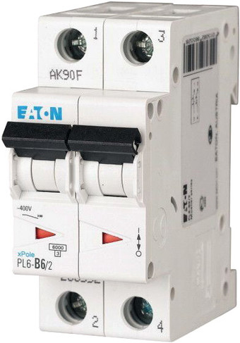 Выключатель автоматический Eaton PL6 2P 6А С 6кА 2M 286564