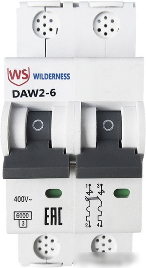 Выключатель автоматический Wilderness DAW2-6 2P 2A B 6kA DAW2-6-2-B002