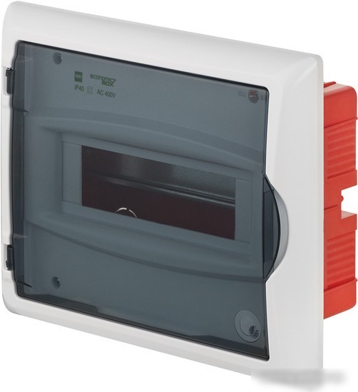 Бокс пластиковый Elektro-Plast Eco Box 1x8M, N/PE 2x 2x16+5x10mm2, дымчатая пласт. дверь, белый RAL9003, 240x300x102mm, IP40