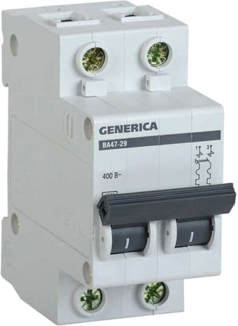 Выключатель автоматический Generica ВА 47-29 2Р 6А 4.5кА MVA25-2-006-C