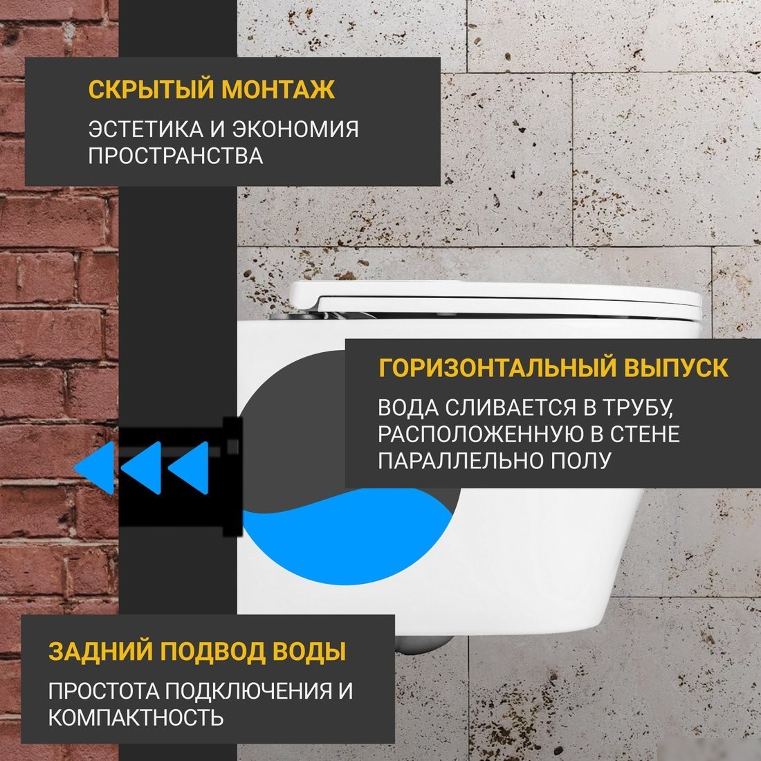 Унитаз подвесной Saniteco KW-9005W + 497 + RD-CR