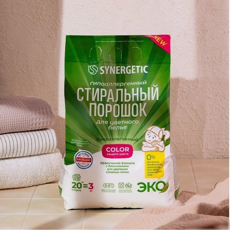 Стиральный порошок Synergetic Color Гипоаллергенный 3 кг