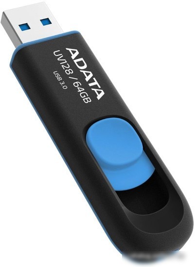 USB Flash A-Data DashDrive UV128 Black/Blue 64GB (AUV128-64G-RBE)