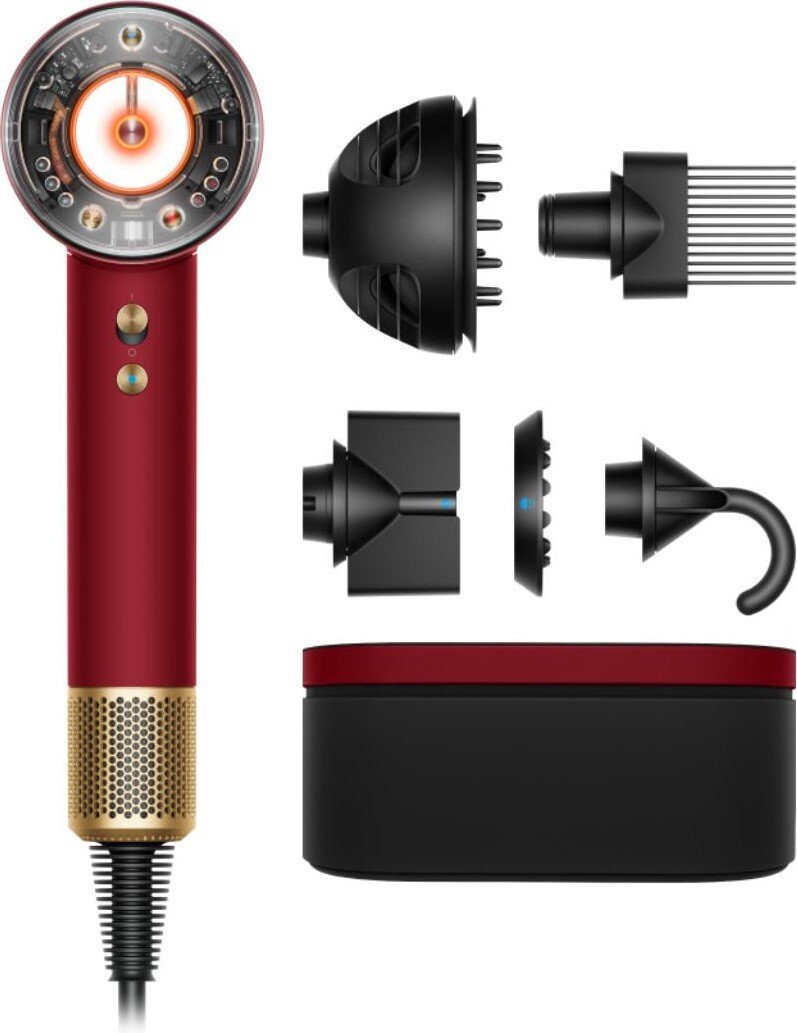 Фен Dyson HD16 Supersonic Nural Curly+Coily (евровилка, красный бархат/золотой)