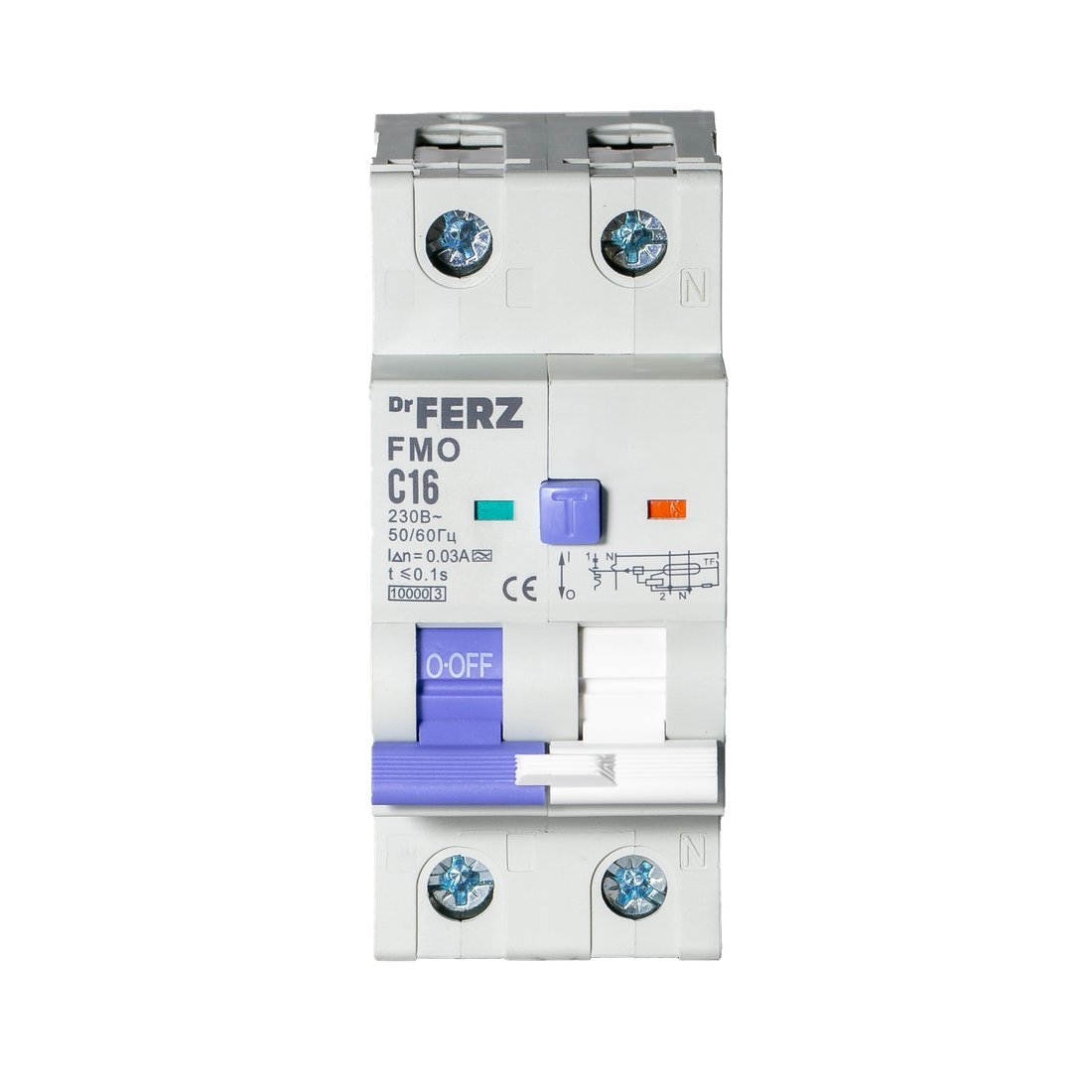 Дифференциальный автомат Dr.Ferz FMO-EM-1P+N 16A 30mA 10kA A C 2M 22100285FERZ