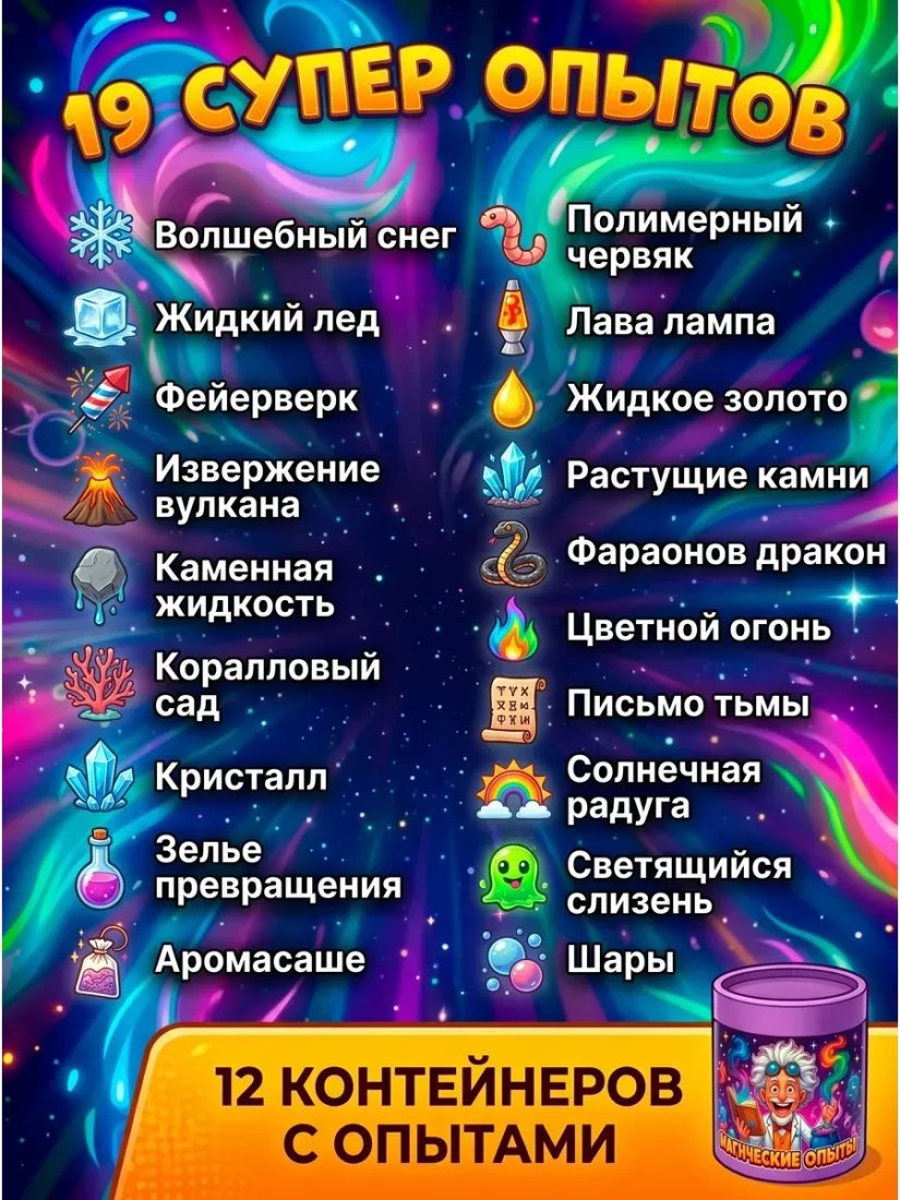 Набор для опытов Kristi Hobby Магические опыты 18 в 1