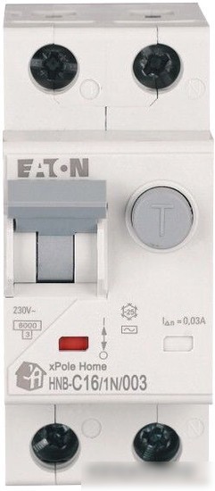 Дифференциальный автомат Eaton HNB-C161N003 1P+N 16А С 6кА 30мА АС 2М 195127