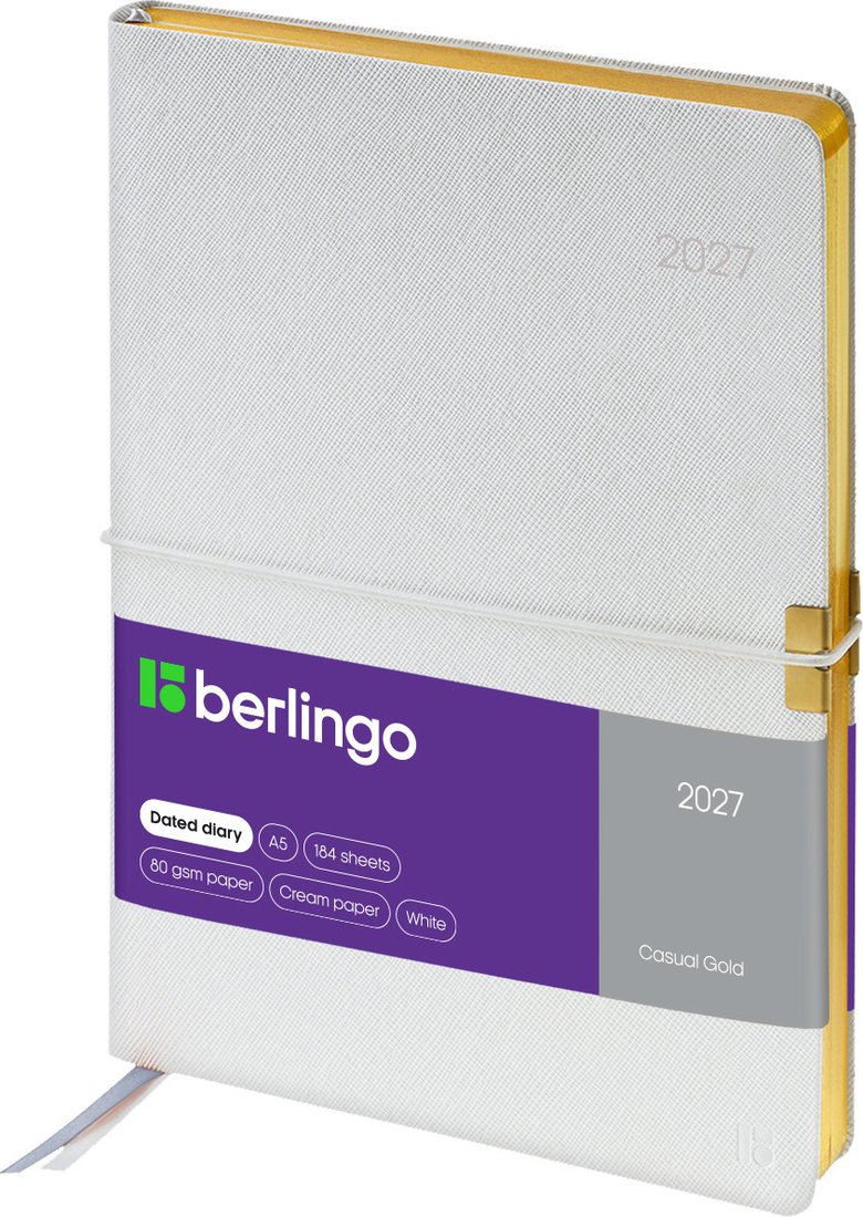 Ежедневник Berlingo Casual Gold 2027г DD7_F0003 (184л, белый)