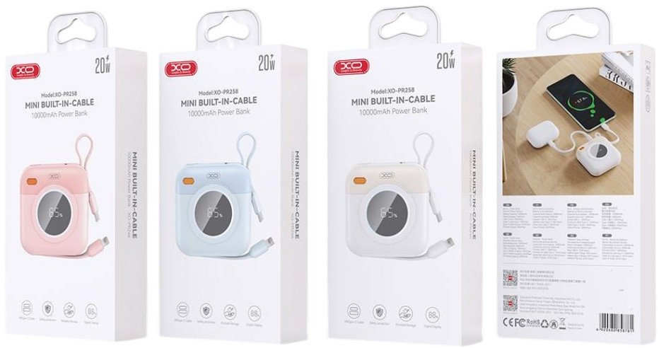 Внешний аккумулятор XO PR258 10000mAh (розовый)