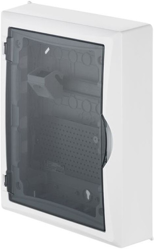 Бокс пластиковый Elektro-Plast Eco Box мультимед, TS35+1x МП перф.118x270mm, дымчатая пласт. дверь, белый RAL9003, 434x354x105mm, IP40