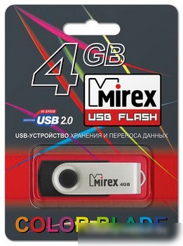 USB Flash Mirex SWIVEL RUBBER BLACK 4GB (13600-FMURUS04)