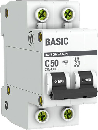 Выключатель автоматический EKF ВА 47-29 2P 50A (C) 4.5кА mcb4729-2-50C