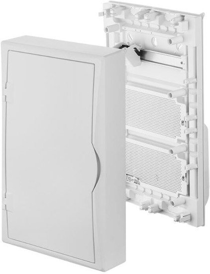 Бокс пластиковый Elektro-Plast Eco Box мультимед, TS35+2x МП перф.118x270mm, белая пласт. дверь, белый RAL9003, 560x354x107mm, IP40