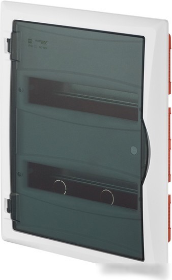 Бокс пластиковый Elektro-Plast Eco Box 2x12M, N/PE 3x 2x16+7x10mm2, дымчатая пласт. дверь, белый RAL9003, 430x350x95mm, IP40