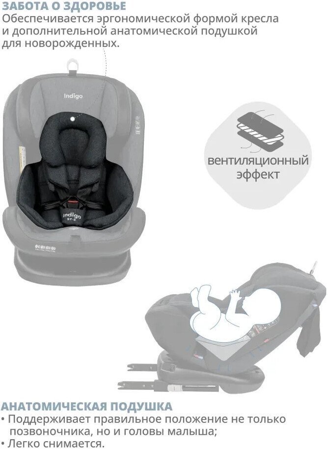Детское автокресло Indigo Aero Isofix ST-3 (темно-серый лен)