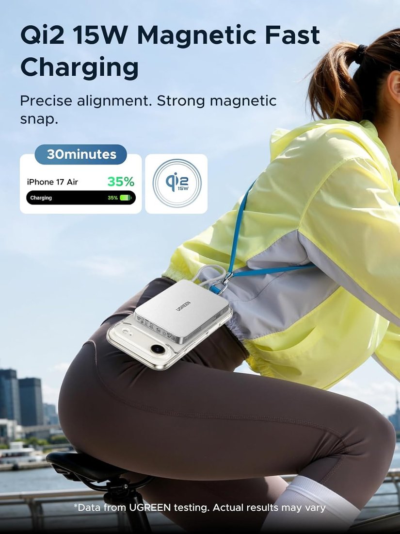 Внешний аккумулятор Ugreen Magflow Air Qi2 15W PB570 75983B 10000mAh (белый)