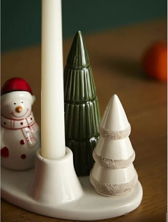 Подсвечник Tkano New Year Essential Enchanted forest TK24-NY_CNH0003 (белый/зеленый)
