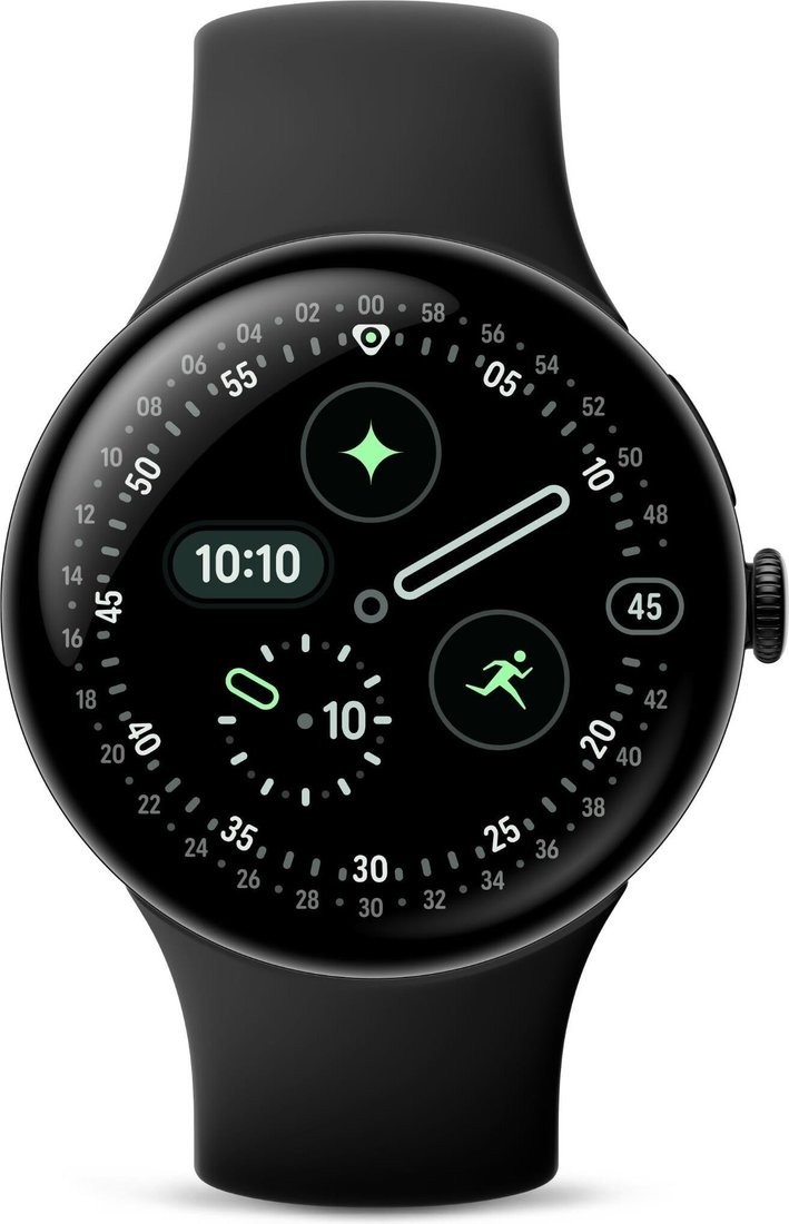 Умные часы Google Pixel Watch 4 45 мм (черный матовый/обсидиан, спортивный силиконовый ремешок)