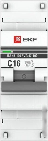 Выключатель автоматический EKF PROxima ВА 47-100 1P 16А (C) 10kA mcb47100-1-16C-pro