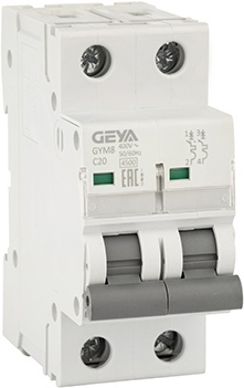 Выключатель автоматический GEYA GYM8 2P 20А C 4.5кА GYM82P20C
