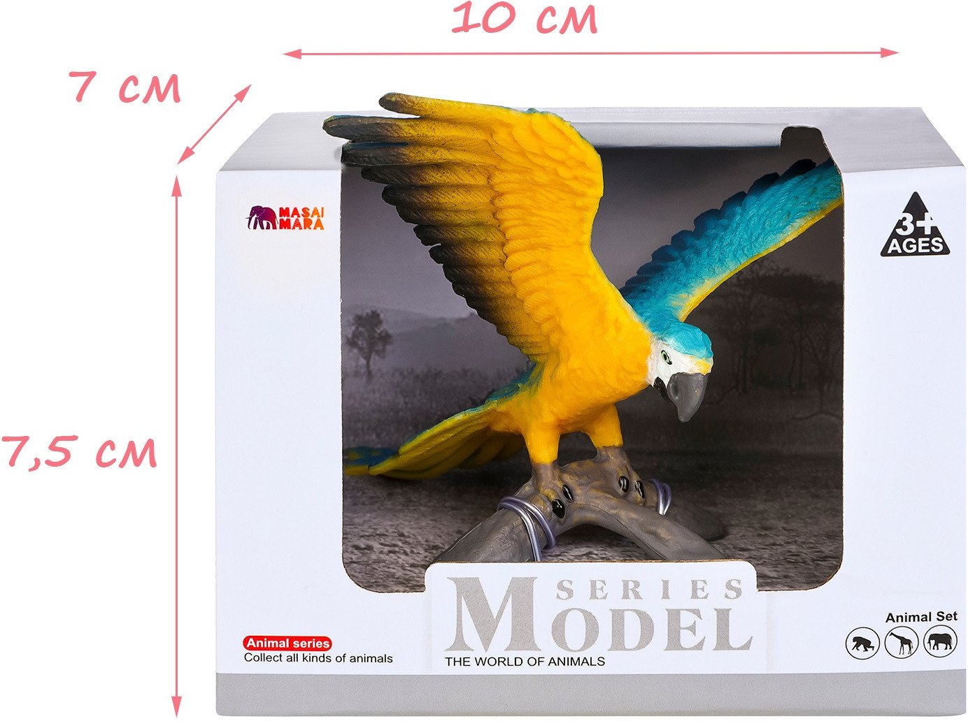Фигурка Masai Mara Мир диких животных. Птица попугай сине-желтый ара MM211-167