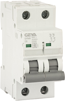 Выключатель автоматический GEYA GYM8 2P 6А C 4.5кА GYM82P6C