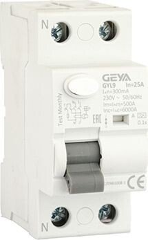 Устройство защитного отключения GEYA GYL9-2P-25A-300mA 2P 25A 6 kA 300mA A 2M GYL92P25A300
