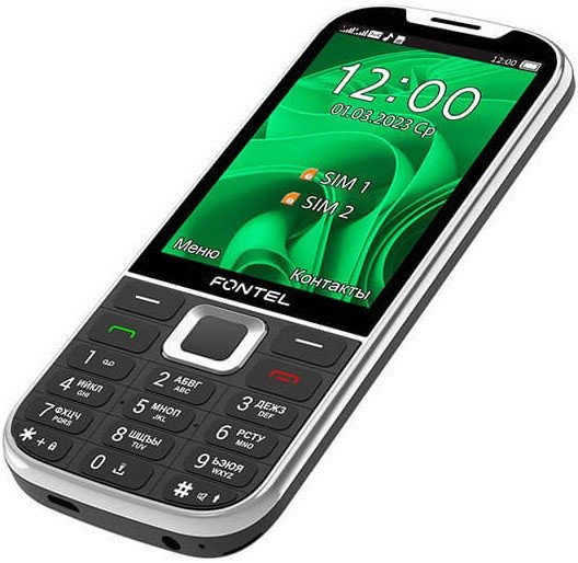 Кнопочный телефон Fontel FP350 (черный/серебристый)