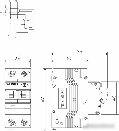 Дифференциальный автомат Werkel 1P+N 16 A 30 mА 6 kА C A W922P166