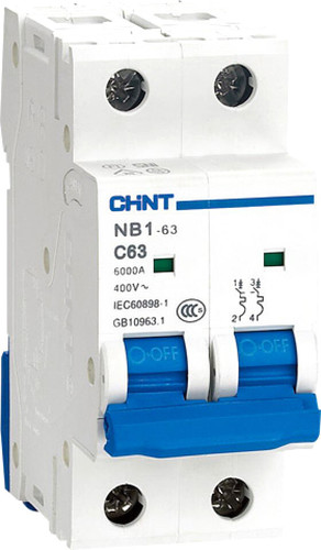 Выключатель автоматический Chint NB1-63H 2P 16A 10кА C (R) 179826