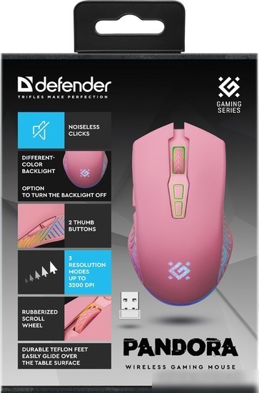 Игровая мышь Defender Pandora GM-502 (розовый)