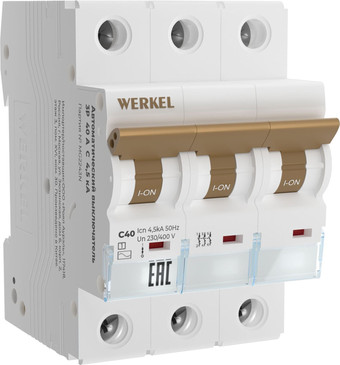Выключатель автоматический Werkel 3P 40 A C 4.5 кА W903P404