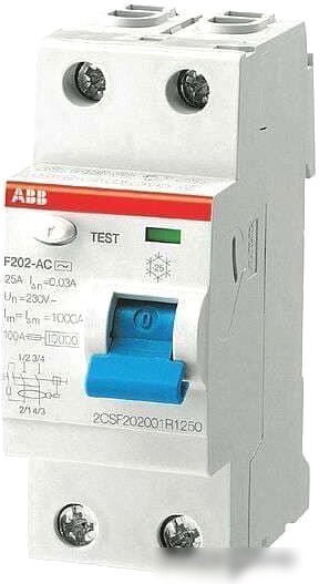 Устройство защитного отключения ABB F202 2P 25A 30mA 6kА 2М 2CSF202001R1250 Устройство защитного отключения ABB F202 2P 25A 30mA 6kА 2М 2CSF202001R1250