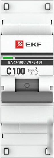 Выключатель автоматический EKF PROxima ВА 47-100 1P 100A (C) 10kA mcb47100-1-100C-pro
