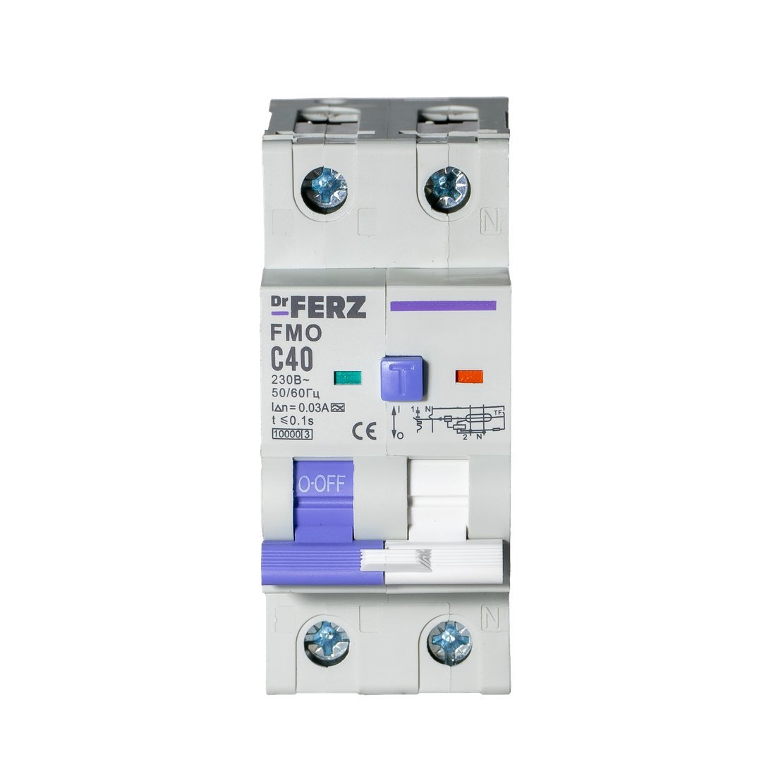 Дифференциальный автомат Dr.Ferz FMO-EM-1P+N 40A 30mA 10kA A C 2M 22100289FERZ