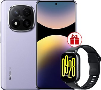 Телефон Xiaomi Redmi Note 14 Pro+ 5G 8GB/256GB международная версия (фиолетовый) + умные часы Xiaomi Redmi Watch 5 Active (черный) по акции