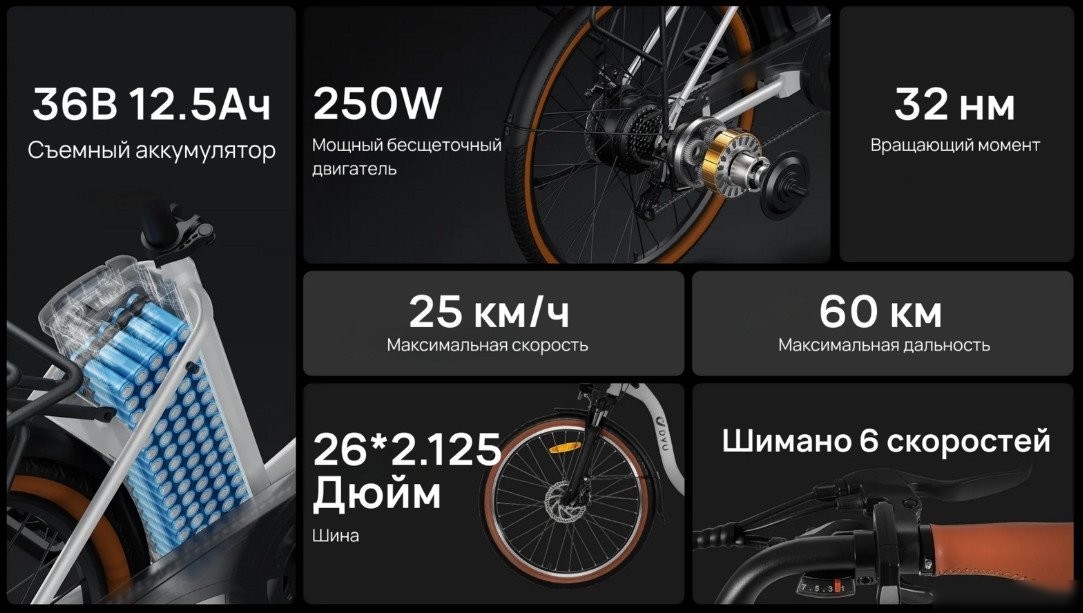 Электровелосипед DYU C6 250W (белый)