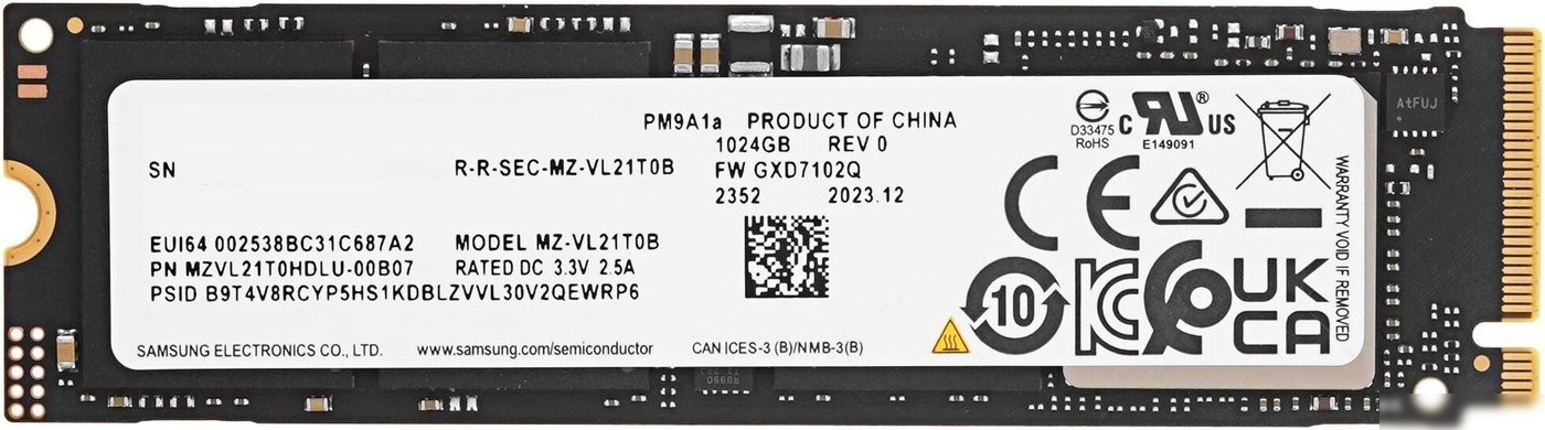 SSD Samsung PM9A1a 1TB MZVL21T0HDLU-00B07
