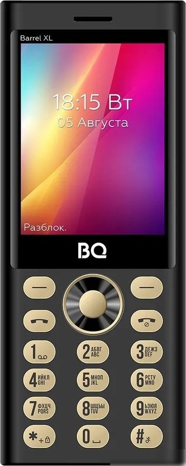 Кнопочный телефон BQ BQ-2832 Barrel XL (черный/золотистый)