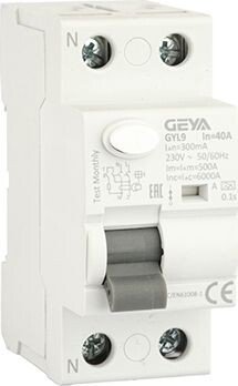 Устройство защитного отключения GEYA GYL9-2P-40A-300mA 2P 40A 6 kA 300mA A 2M GYL92P40A300
