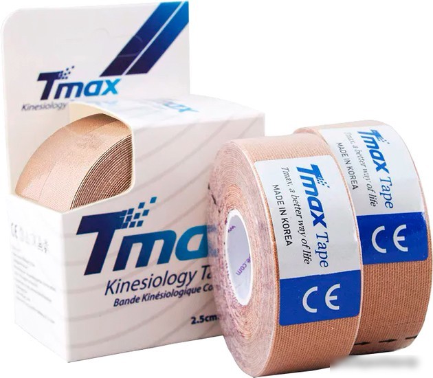 Тейп Tmax Extra Sticky 2.5 см х 5 м (бежевый) Тейп Tmax Extra Sticky 2.5 см х 5 м (бежевый)