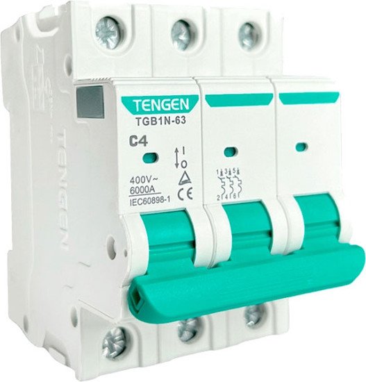 Выключатель автоматический Tengen TGB1N-63 3P 4A C 6kA 3M TGB1N-63-3-04C