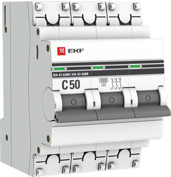 Выключатель автоматический EKF PROxima 3P 50А (C) 6кА ВА 47-63M mcb4763m-6-3-50C-pro