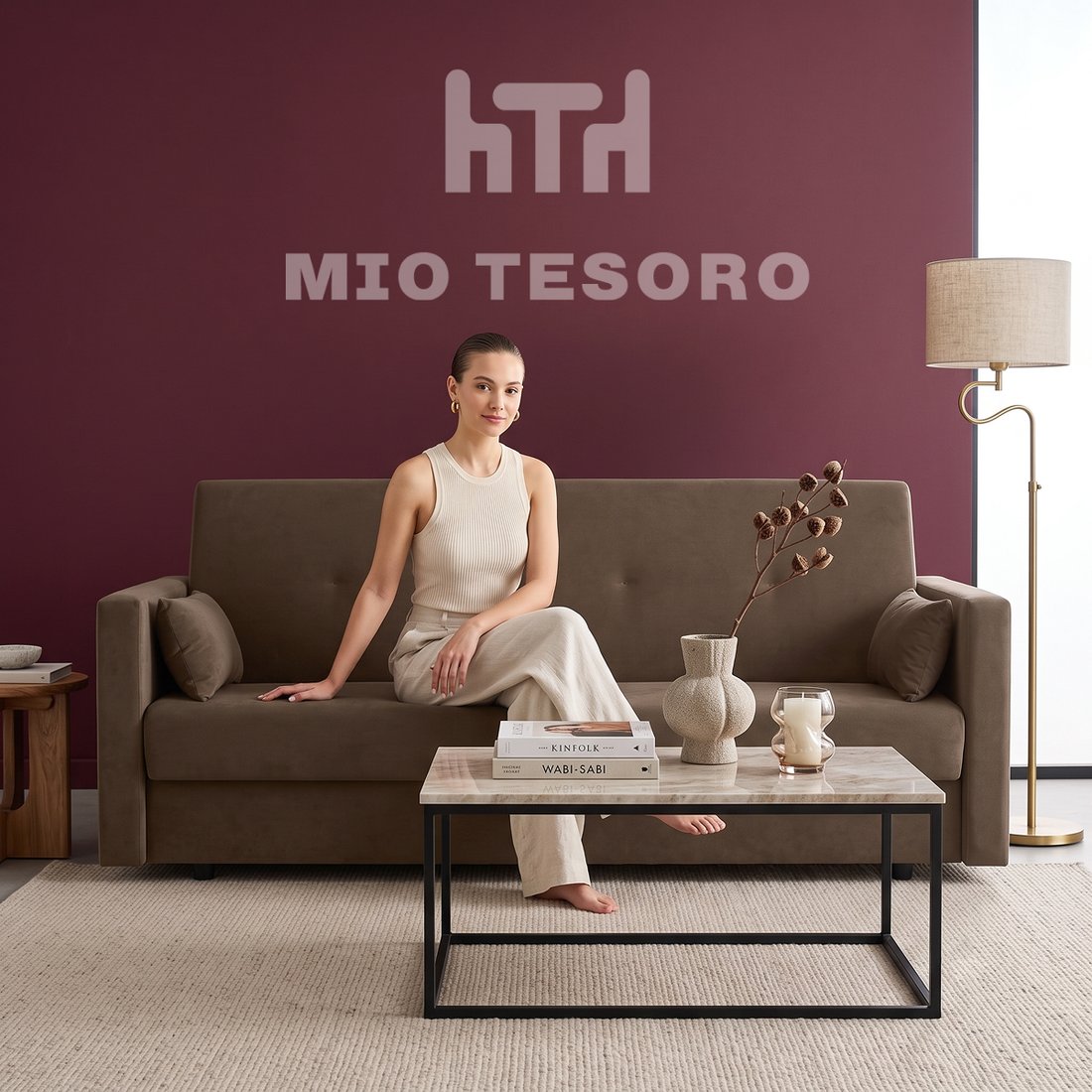 Диван Mio Tesoro Номан (велюр, коричневый)